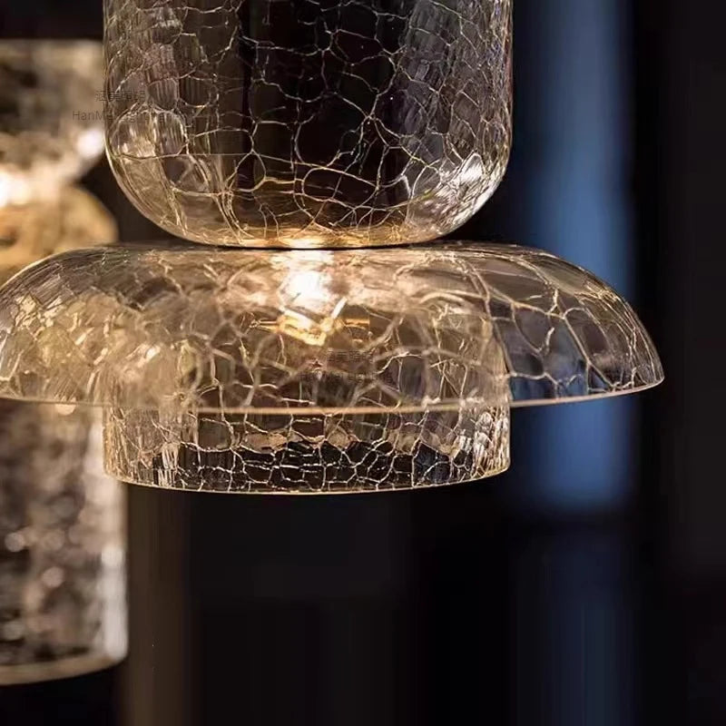 lustre moderne en verre craquelé pour intérieur élégant - vue 4 sur 9