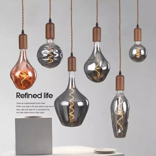 lustre en verre d'art rétro en bois massif créatif pour décoration intérieure - vue 2 sur 25