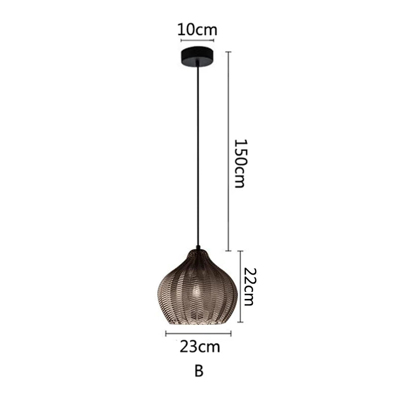 Suspension nordiques en verre ambre lampe suspendue Luminaires de cuisine E27 Restaurant chambre chevet décor lampe Luminaires - vue 12 sur 14