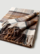 Plaid laine motif ecossais a pompons chaud voyage