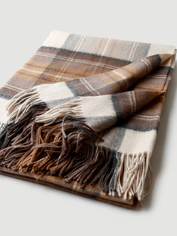 Plaid laine cachemire motif ecossais style pastoral chaud