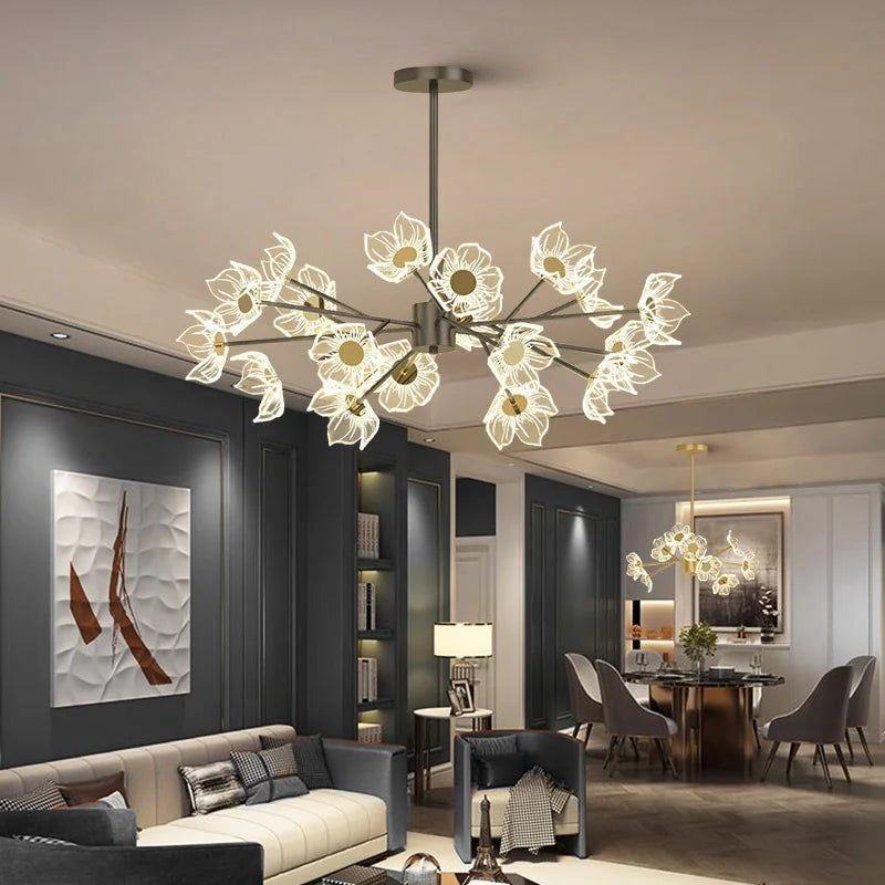 lustre moderne en fleurs pour décoration intérieure élégante - vue 3 sur 11