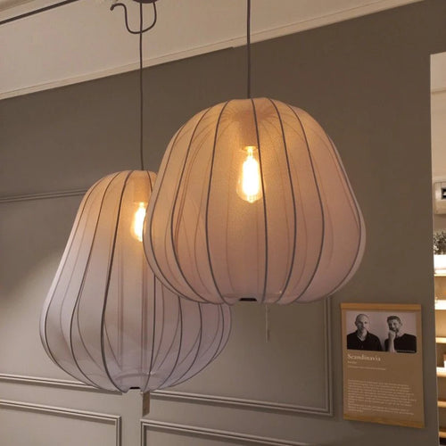 Nordique créatif lustre lanterne moderne ballon suspension salon chambre escalier allée Restaurant tissu lampe - vue 10 sur 12