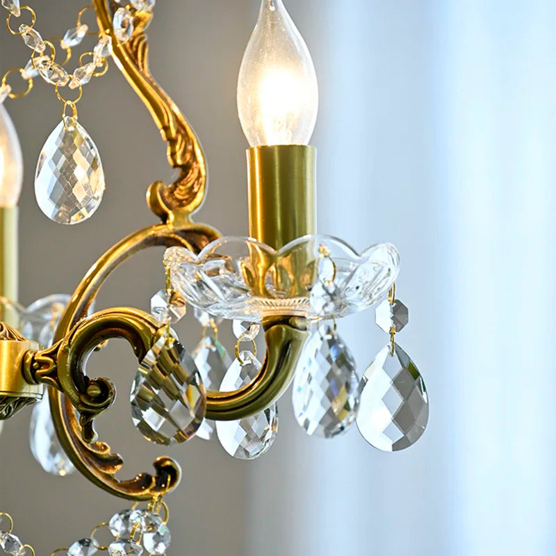 lustre rétro élégant avec perles de cristal loft décor - vue 5 sur 6