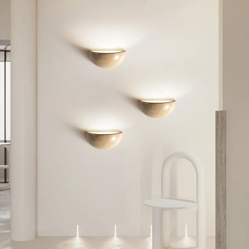 applique murale led rétro semi-circulaire en travertin naturel pour décoration - vue 4 sur 9