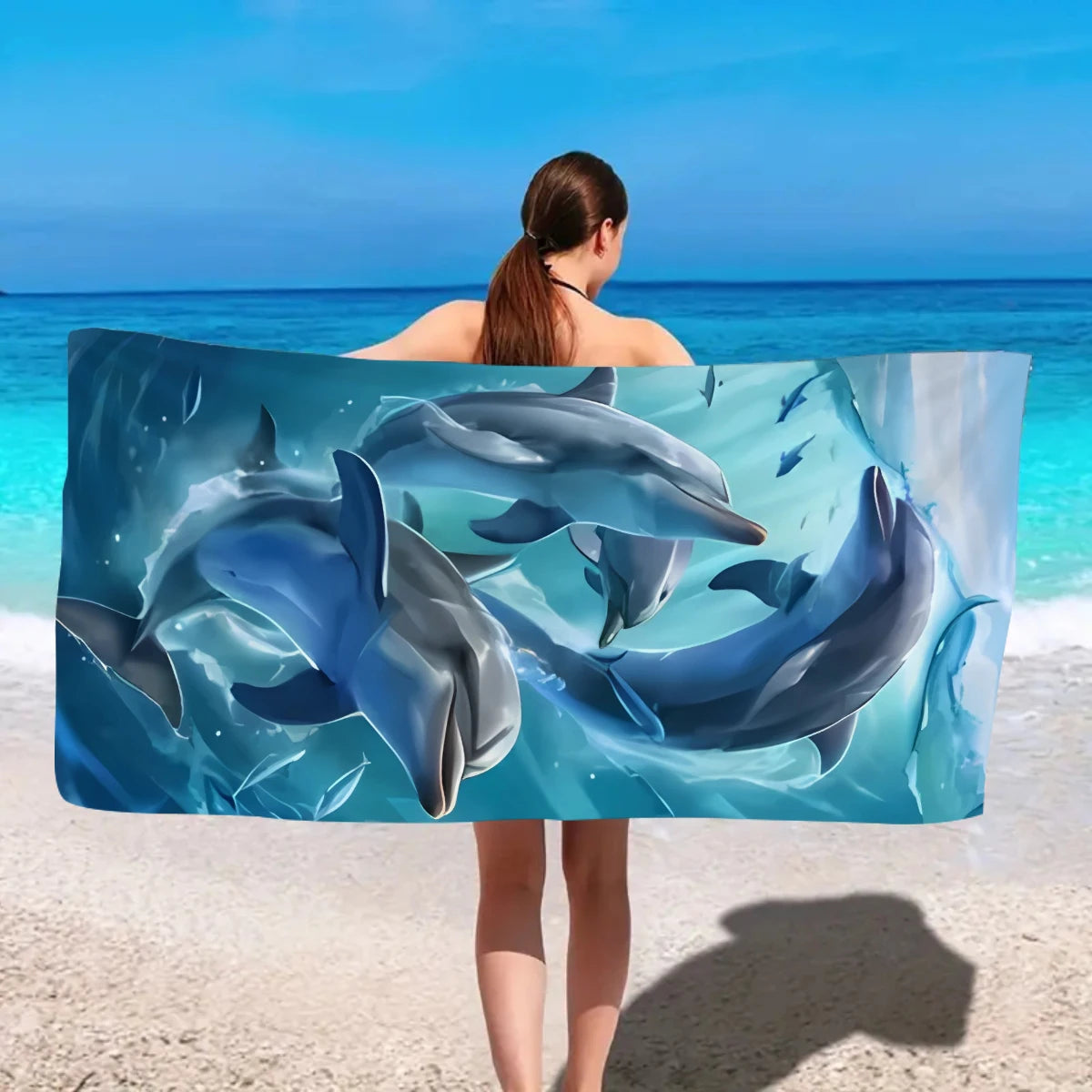Serviette de plage motif animal microfibre séchage rapide - vue 3 sur 6