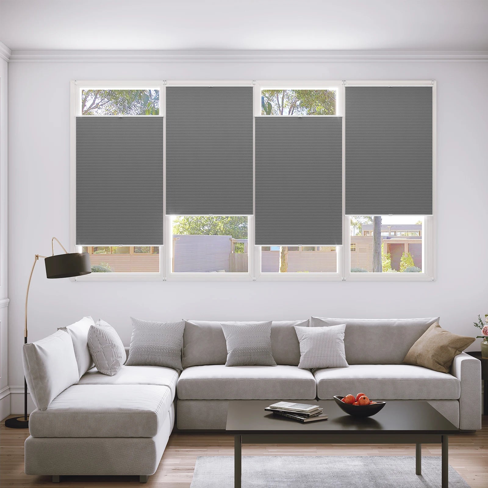 Store plissé occultant thermique sans perçage pour porte - vue 5 sur 6