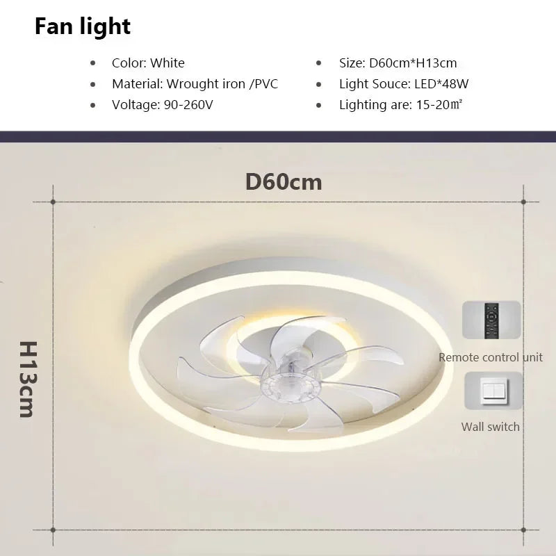 plafonnier moderne à leds avec ventilateur et télécommande - vue 12 sur 14