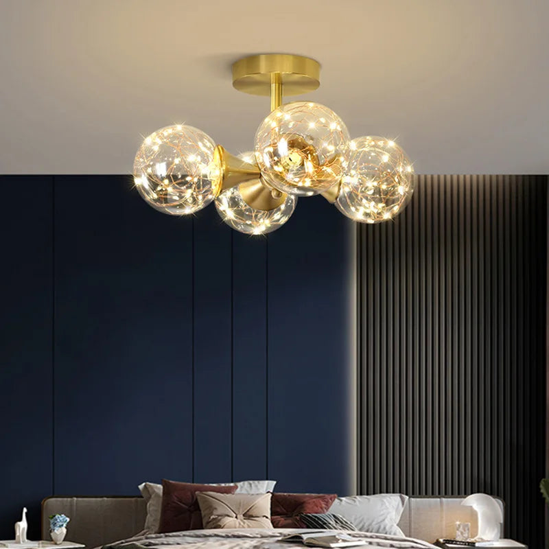 lustre moderne minimaliste en cuivre avec étoile led - vue 6 sur 23