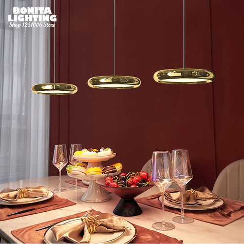 suspension à led minimaliste moderne design luxe ronde avec gradation - vue 3 sur 14
