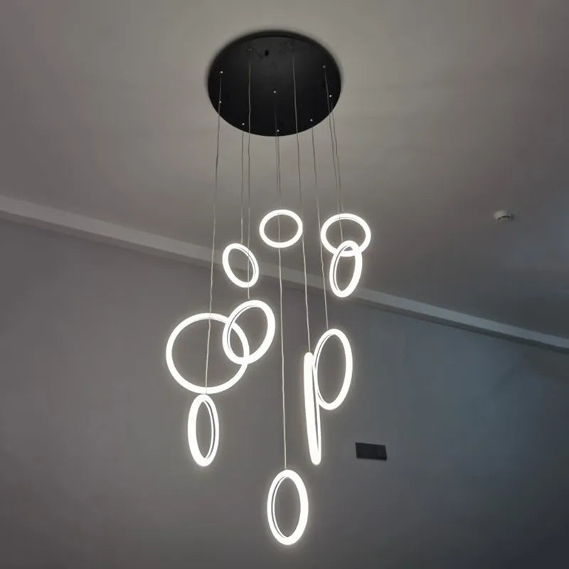 lustre moderne minimaliste pour loft appartement duplex villa - vue 3 sur 12