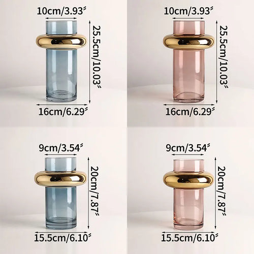 vase en verre doré nordique pour fleurs hydroponiques décoration intérieure - vue 7 sur 10