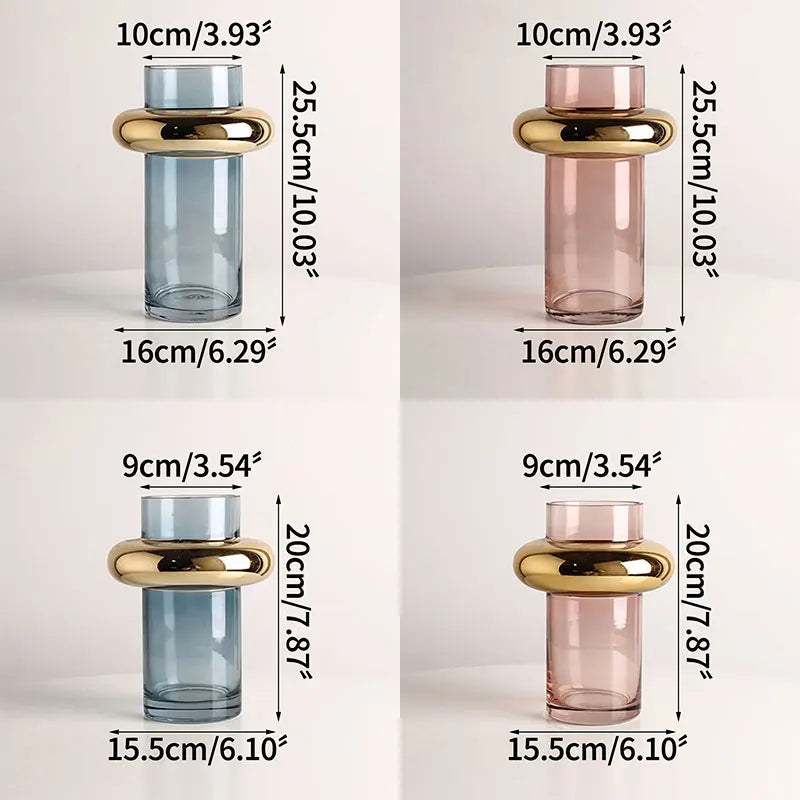 vase en verre doré nordique pour fleurs hydroponiques décoration intérieure - vue 6 sur 10