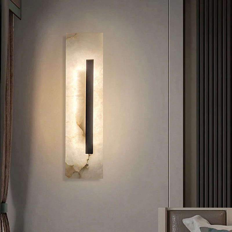 40CM High Natural Marble Wall Lamp Led Postmodern Living Room Bedroom Home Decor Light Luxury Bedside Hallway Sconce - vue 3 sur 7