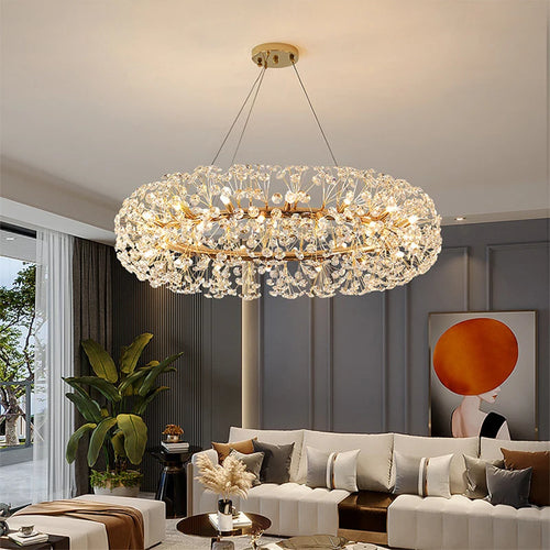 lustre rond à led en cristal pissenlit décoration élégante et lumineuse - vue 2 sur 12