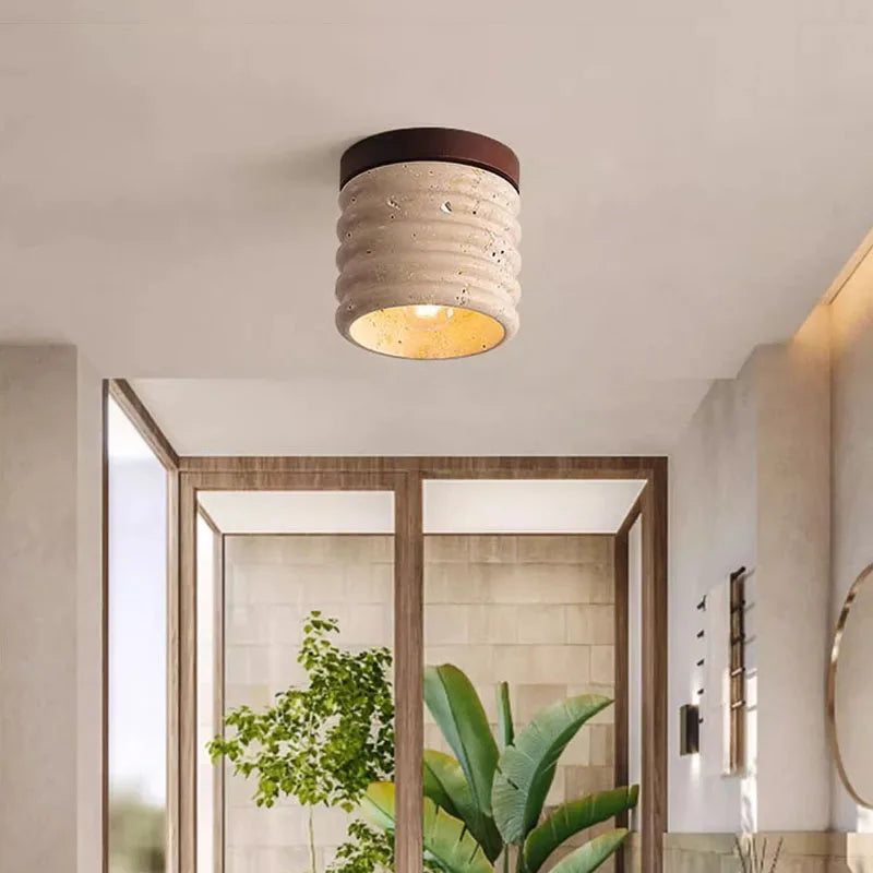 plafonnier en travertin wabi sabi pour hôtel restaurant - vue 2 sur 7