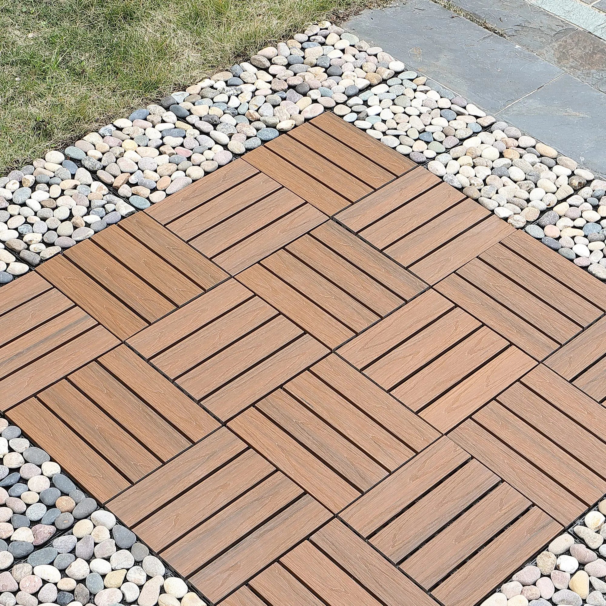 Dalle clipsable bois terrasse balcon extérieur 30cm - vue 6 sur 6