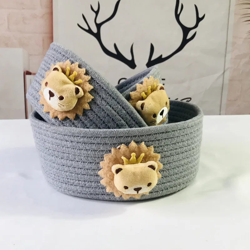 panier de rangement tissé animaux pour jouets et divers objets - vue 4 sur 21