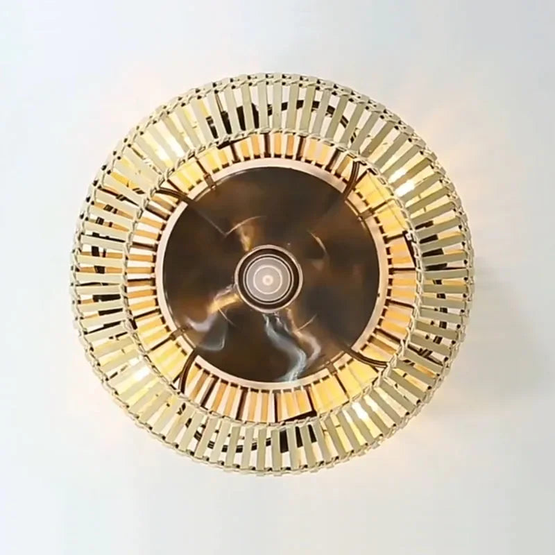 plafonnier ventilateur silencieux en bambou avec lumière et télécommande - vue 4 sur 7