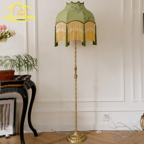 lampadaire rétro en cuivre avec pampilles art zen décoratif - vue 3 sur 9