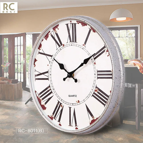 horloge murale rétro silencieuse shabby chic pour décoration intérieure - vue 3 sur 7