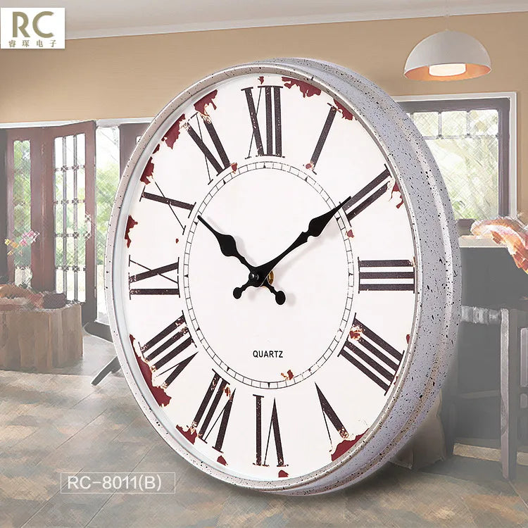 horloge murale rétro silencieuse shabby chic pour décoration intérieure - vue 2 sur 7