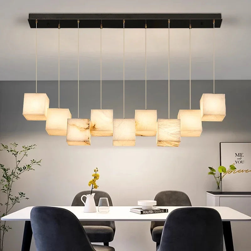 lustre en marbre espagnol style chinois minimaliste pour espace luxe - vue 4 sur 15