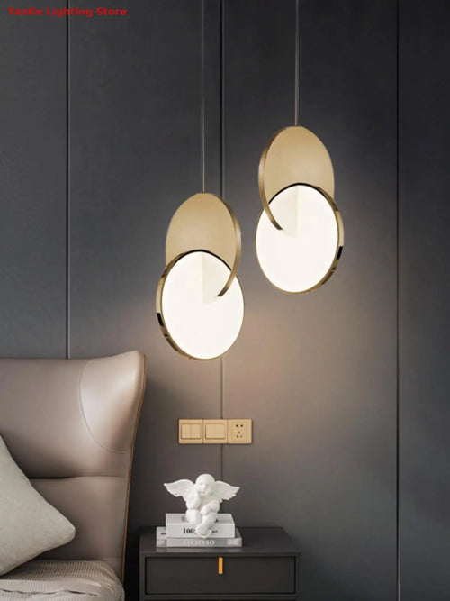 Nordic creative bar restaurant post-modern simple bedroom bedside designer single head net red light luxury art chandelier - vue 2 sur 13