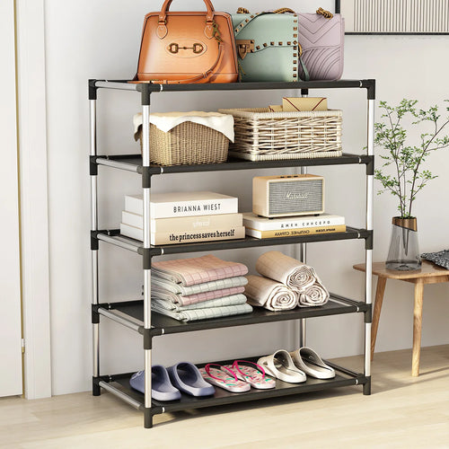 étagère à chaussures en métal tendance gain de place pratique - vue 3 sur 12