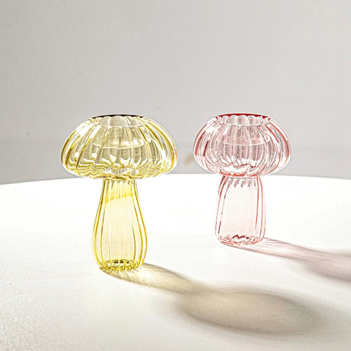 bougeoir champignon en verre pour décoration de table et vase - vue 6 sur 14