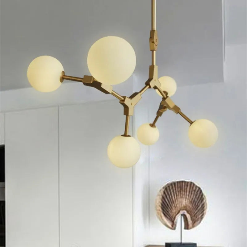 lustre nordique design en verre pour éclairage élégant - vue 6 sur 12