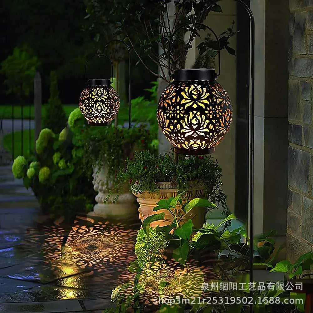 lanterne solaire à led en fer forgé pour jardin décoratif - vue 3 sur 8