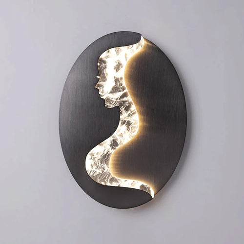 applique murale abstraite fille visage led luxe art décoration - vue 2 sur 8