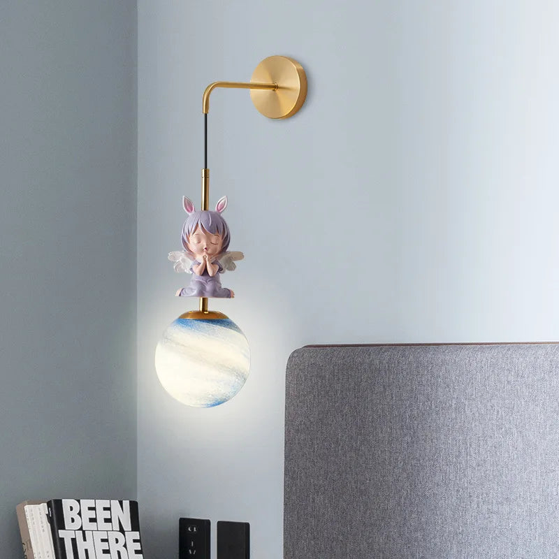 applique murale led design lune et planète pour décoration intérieure - vue 5 sur 18