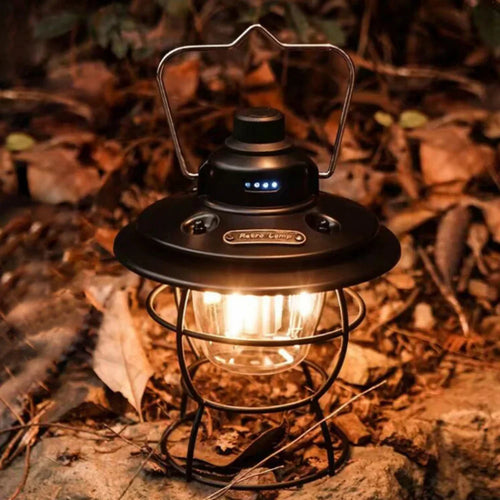 lanterne de camping rétro rechargeable portable avec usb 3 modes - vue 2 sur 7
