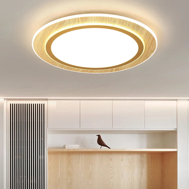 lampes de plafond led ultra-minces en bois style japonais - vue 3 sur 9