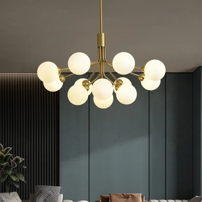 lustre moderne en verre à bulles et fleurs décoratif - vue 5 sur 12