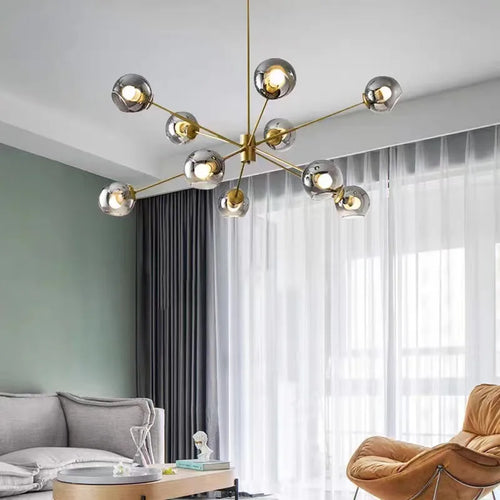lustre industriel rétro en verre pour décoration intérieure - vue 3 sur 7