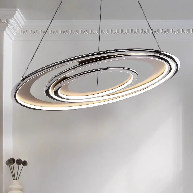 lustre rond moderne led pour intérieur style luxueux suspendu - vue 3 sur 8