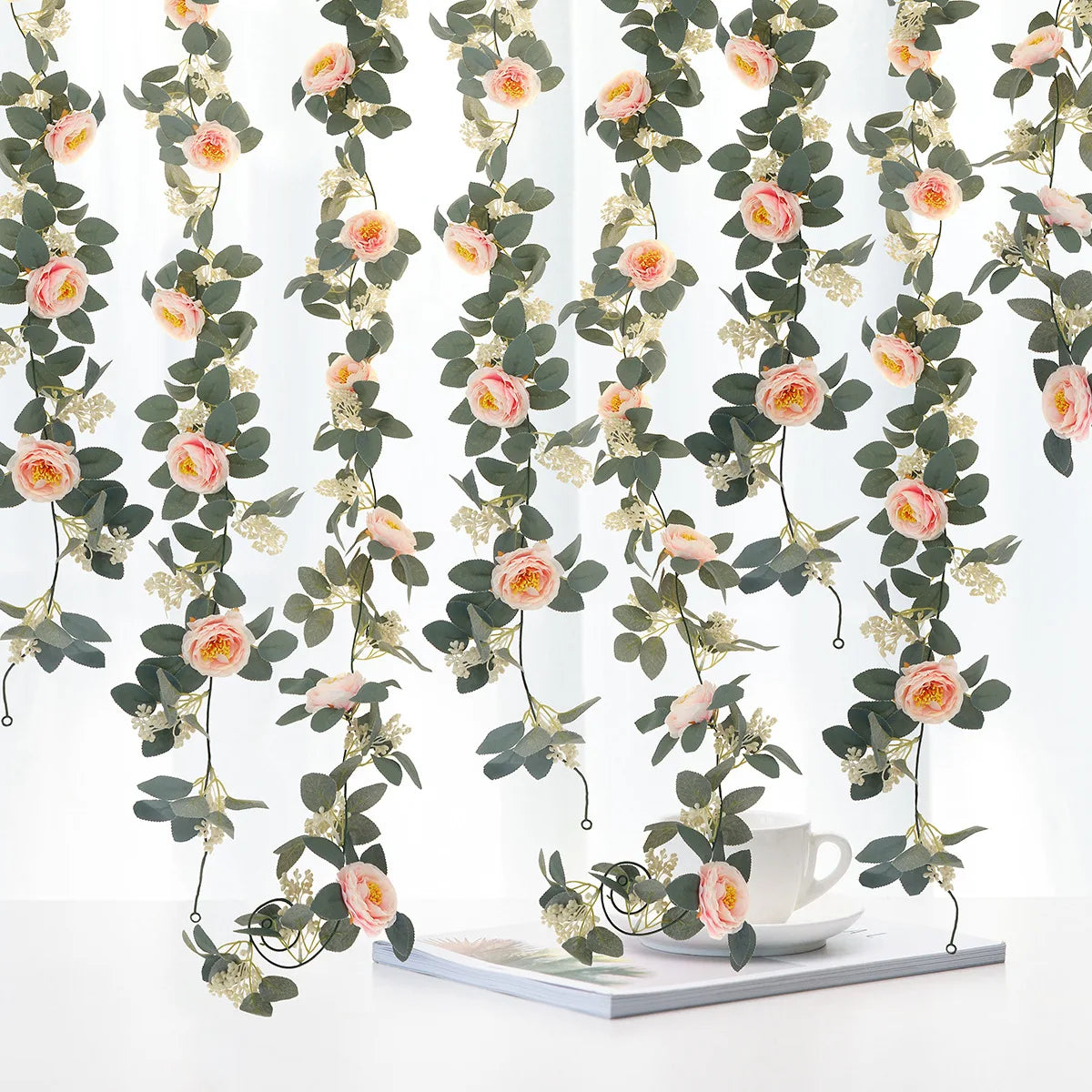 soie simulation rose fausse fleur vignes décoratives artificielles - vue 4 sur 11