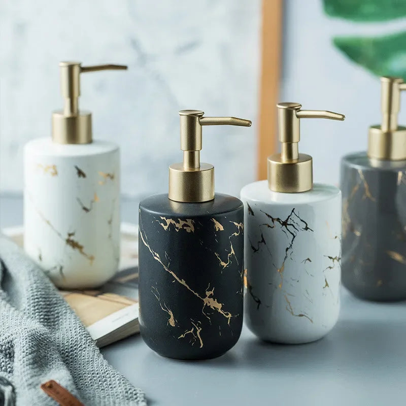 distributeur de savon liquide en céramique pour salle de bain moderne - vue 2 sur 12