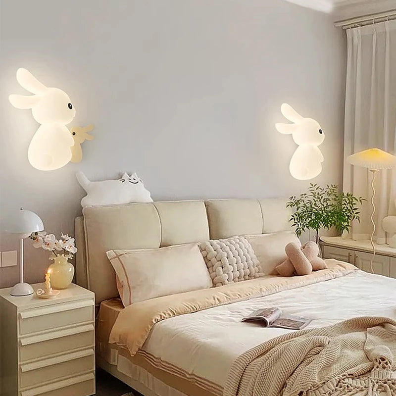 applique murale enfant motif lapin carotte nuage lumière - vue 3 sur 12