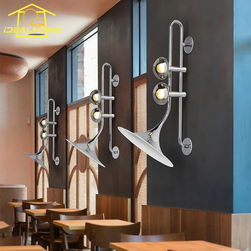 applique murale led saxophone au style industriel romantique pour restaurant - vue 4 sur 9