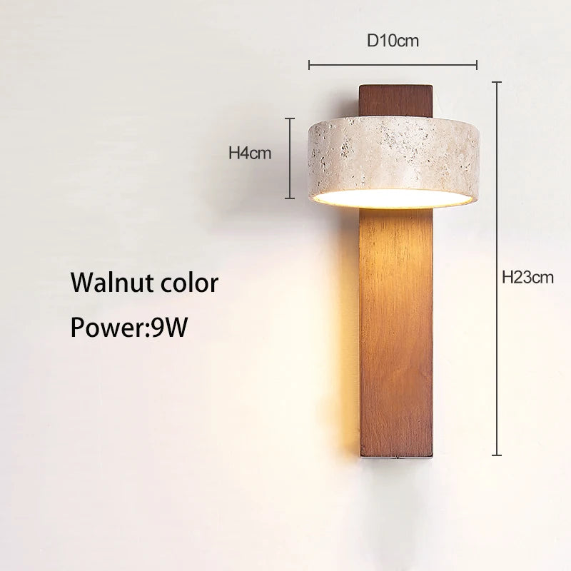 Applique murale bois noyer LED/interrupteur rotatif - vue 8 sur 9