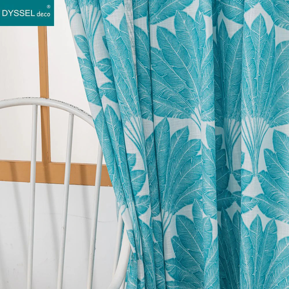Rideau motif feuilles style moderne pour salon chambre - vue 6 sur 8