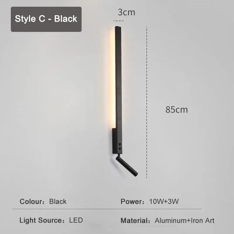 applique murale led minimaliste nordique avec interrupteur pour lecture