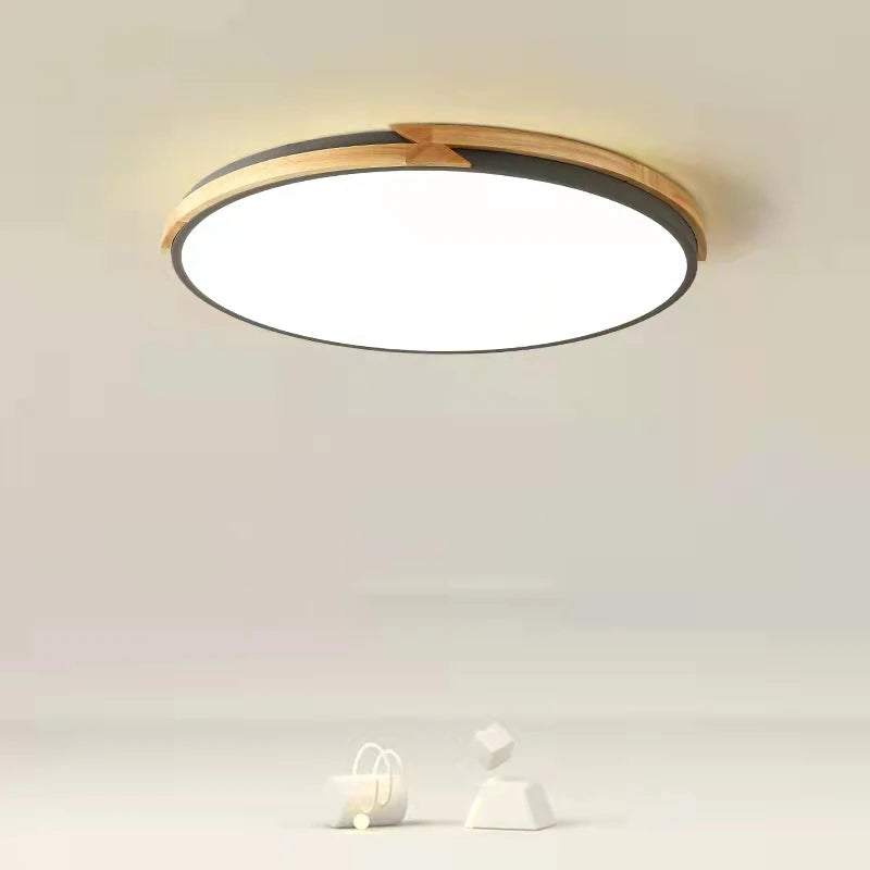 plafonnier led ultra-mince à intensité variable en bois - vue 4 sur 16