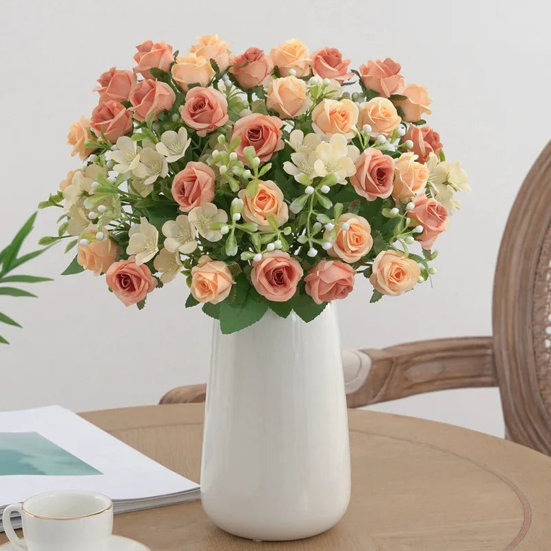 fleurs artificielles mariage bouquet roses hortensia décoration florale - vue 5 sur 11