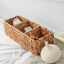 panier de rangement tissé à la main trois compartiments en rotin