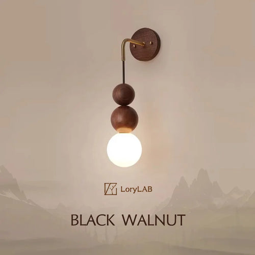 Walnut Wood Brass Gradient Glass Wall Light, Wall Sconce for Bedroom, Bedside, Living, Dining Room, Corridor aisle - vue 2 sur 8